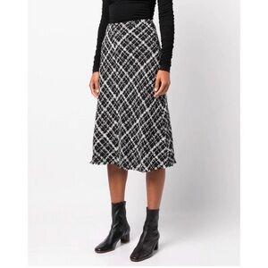 Chic Black and White Sparkle Checkered A-Line Skirt